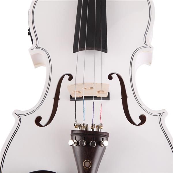 [Do Not Sell on Amazon]Glarry GV102 4/4 Solid Wood EQ Violin Case Bow Violin Strings Shoulder Rest Electronic Tuner Connecting Wire Cloth White